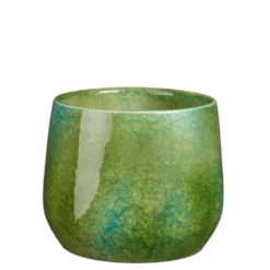 Pot rond coloris vert en terre cuite Hugo Mica Decoration - 17 x Ø 19 cm