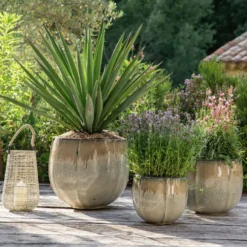 Pot rond en céramique coloris crème Edelman Corsica - Ø 47 x H 41 cm