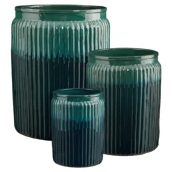 Pot rond en céramique coloris vert Edelman Lugano - Ø 39,5 × 55 cm