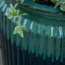 Pot rond en céramique coloris vert Edelman Lugano - Ø 54 × 70 cm
