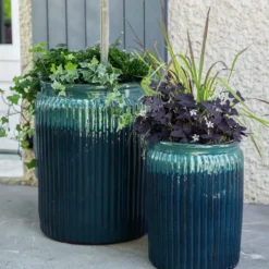 Pot rond en céramique coloris vert Edelman Lugano - Ø 54 × 70 cm