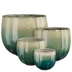 Pot rond en céramique coloris vert Edelman Corsica - Ø 29 x H 26 cm