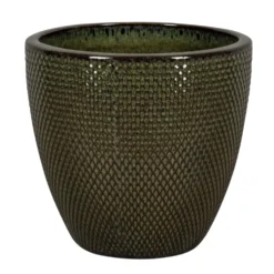 Pot rond en grès émaillé vert Passion for Pottery Busan - Ø 38 x H 33 cm