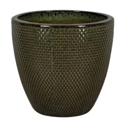 Pot rond en grès émaillé vert Passion for Pottery Busan - Ø 48 x H 40 cm