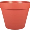 Pot rond en plastique coloris terre battue EDA Toscane - Ø 30 x H 26 cm