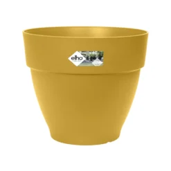 Pot rond en plastique injecté coloris jaune miel Elho Vibia Campana - Ø 25 x 21 cm