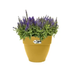 Pot rond en plastique injecté coloris jaune miel Elho Vibia Campana - Ø 25 x 21 cm