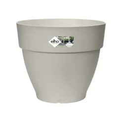 Pot rond en plastique recyclé coloris blanc soie Elho Vibia Campana - Ø 40 x H 33,4 cm