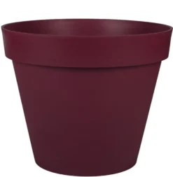 Pot rond en plastique rouge Bourgogne Eda Toscane 43 L - Ø 48 x H 40 cm