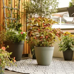 Pot rond lilo Poetic botanic® coloris gris en plastique recyclé 20,8 L - Ø 35 cm