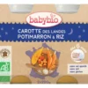 Pots de Carotte potimarron et riz bonne nuit Babybio 2 x 200 g