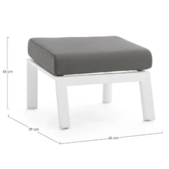 Pouf ottoman Kledi en aluminium, teinte pelican - BIZZOTTO Kledi