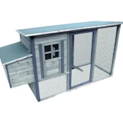 Poulailler avec enclos en bois traité Flamingo Palacio modèle Cottage - L 200 x l 76 x H 104 cm