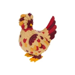 Poule décorative en résine multicolore Adelaide - 26 x 17 x H 3,5 cm