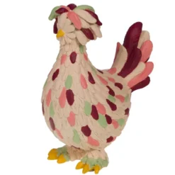 Poule décorative en résine multicolore Odette - 20 x 20 x 36 cm