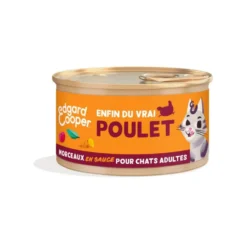 Pâtée pour chat adulte au poulet morceaux en sauce sans céréales Edgard & Cooper - 85 g