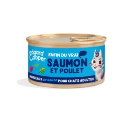 Pâtée pour chat adulte au saumon et au poulet morceaux en sauce sans céréales Edgard & Cooper - 85 g