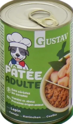 Pâtée pour chien adulte au lapin sans céréales complète Bubimex Gustav - 400 g