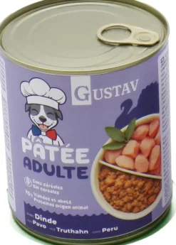 Pâtée pour chien adulte à la dinde sans céréales complète Bubimex Gustav - 800 g