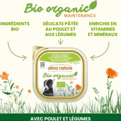 Pâtée pour chien biologique BIO ORGANIC au poulet et légumes Almo Nature - 300 g