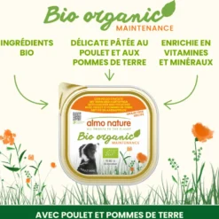 Pâtée pour chien biologique BIO ORGANIC au poulet et pommes de terre Almo Nature - 300 g