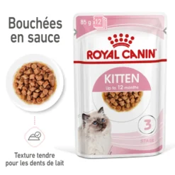 Pâtées pour chaton émincés en sauce Royal Canin Kitten - 12 x 85 g