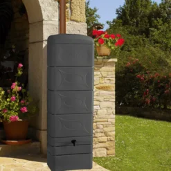Récupérateur à eau Déco 300 L anthracite 60 x 34 x h 183 cm