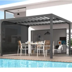 Rideau pour pergola 3630 BI/ PER 2430 BI coloris gris en PVC - 2,8 x 2,2 m