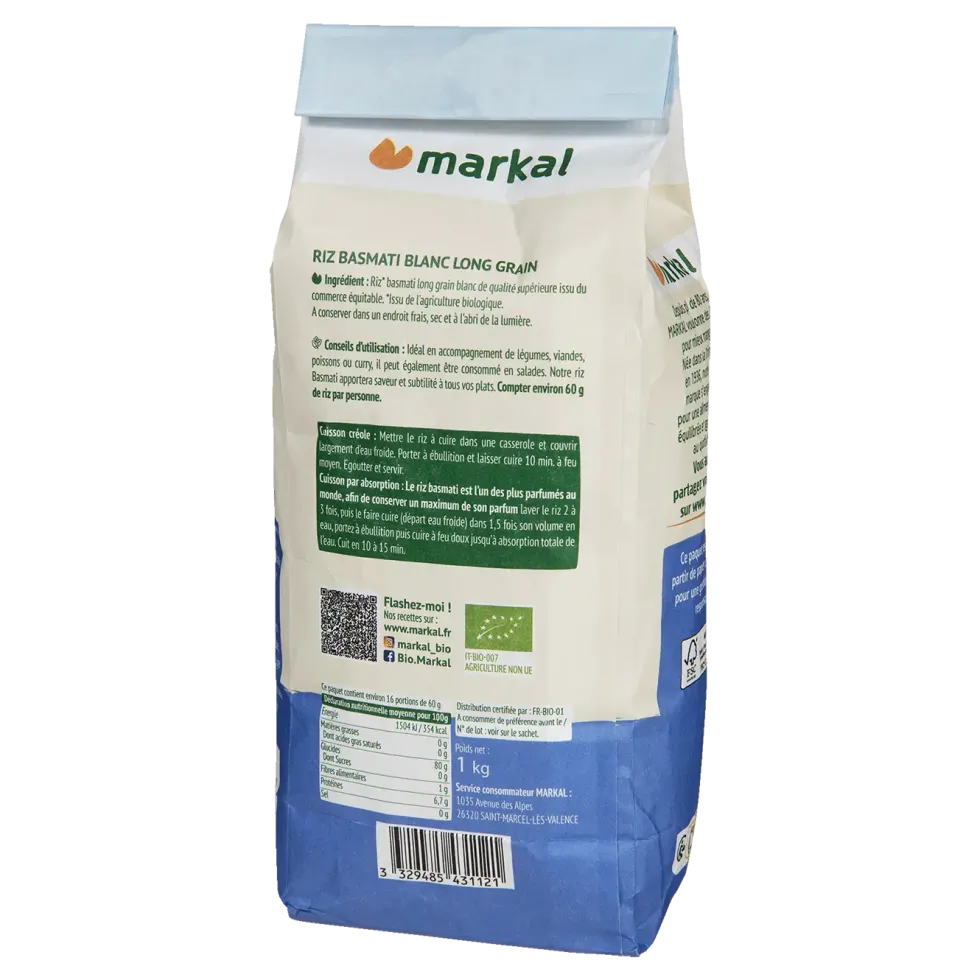 Riz basmati blanc bio Markal - 1 kg