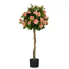 Rosier artificiel à fleurs saumon en pot - Ø 50 x H 120 cm