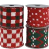 Ruban décoratif en polyester à motifs rouges - 200 x 6,3 cm