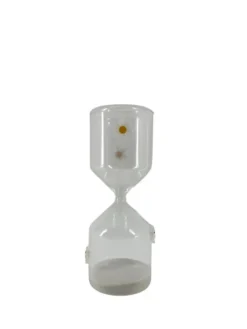 Sablier en verre transparent avec décor fleur jaune Marguerite - Ø 9,5 x H 25,5 cm
