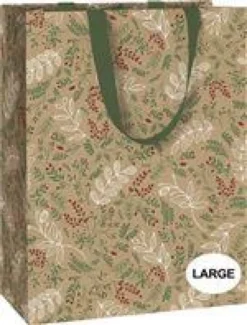 Sac à cadeaux vert à motifs grand modèle Pictura