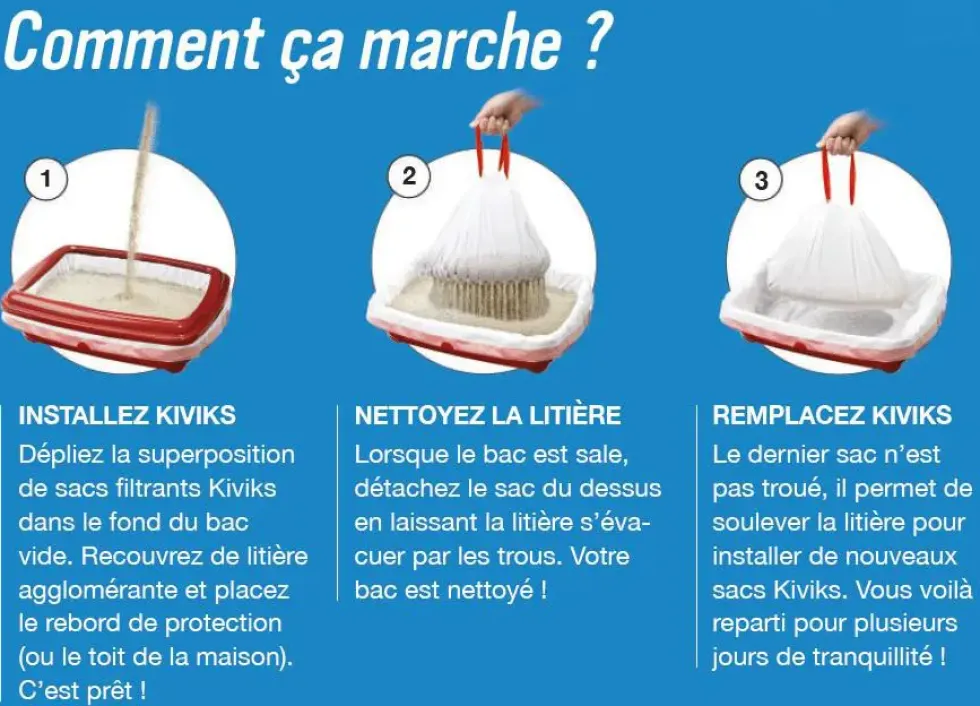 Sacs à litière filtrants pour chat coloris blanc Kiviks - Taille XL 55 x 40 x 26 cm