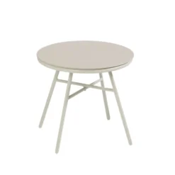 Salon de jardin en acier et résine tressée coloris beige Hosta II - 3 éléments (table basse et deux fauteuils)