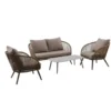Salon de jardin en résine tressée coloris beige Anah - 4 éléments (canapé, table basse et deux fauteuils)