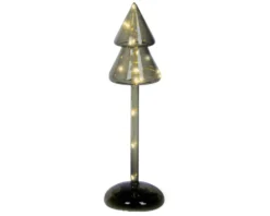 Sapin en verre vert avec micro LED blanc chaud fixe pour intérieur - Ø 9 x H 29 cm