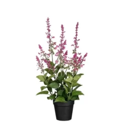 Sauge artificielle rose fuchsia en pot - Ø 20 x H 43 cm