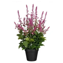 Sauge artificielle rose fuchsia en pot - Ø 26 x H 49 cm
