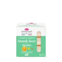 Savonnettes à l’amande douce bio en sachets de 3 x 150 g
