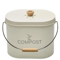 Seau à compost en métal beige avec filtre Nogent - 7 L