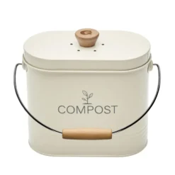 Seau à compost en métal beige avec filtre Nogent - 3 L