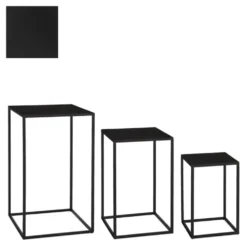 Sellette carrée en métal noir Quinty taille 2 - 25 x 25 x 40 cm