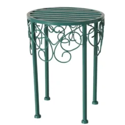 Sellette d’appoint en métal bleu Louisa grand modèle - Ø 30 x H 38 cm
