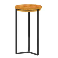Sellette industrielle an acier et bois Ø 25 x H 50 cm
