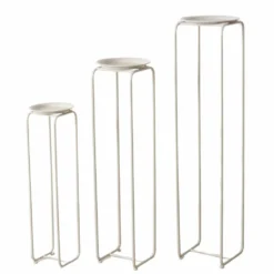 Sellette rotative en fer beige Hanka M - Ø 25 x H 96 cm