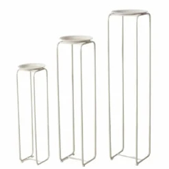Sellette rotative en fer beige Hanka S - Ø 21 x H 76 cm