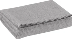 Serviette invité en coton coloris gris perle Vivaraise Bora - 50 x 30 cm