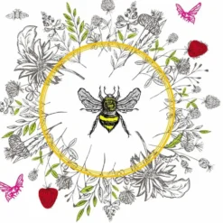 Serviettes en papier 3 plis motif abeille Bee loved bio compostables x 20 - 33 x 33 cm