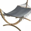 Set support et hamac EsKapade coloris anthracite à franges en bois et polypropylène Jobek Hamacs - 323 x 125 x 128 cm
